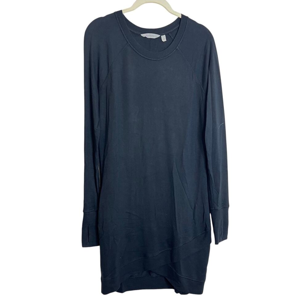 Athleta Sweatshirt Dress Tunic Long Sleeve Black Modal Blend S Criss Cross Hem